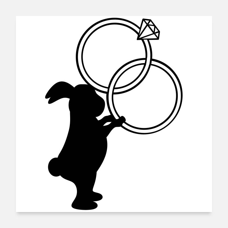Bagues de mariage Lapin de mariage Poster 60 x 60 cm