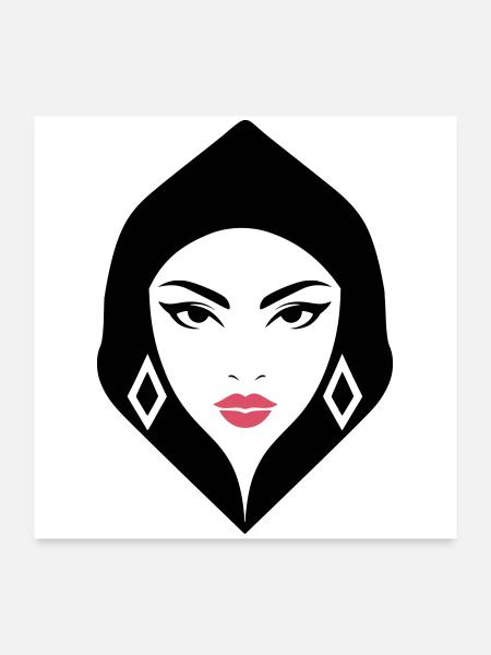 BW Woman Geometrische Schönheit, die Aufmerksamkeit erregt - Poster 60x60 cm - Weiß - Vorne