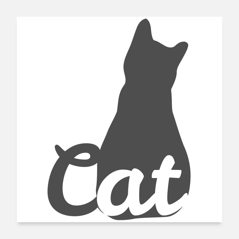 Cat silhouette with cat text Poster 24" x 24" (60x60 cm)