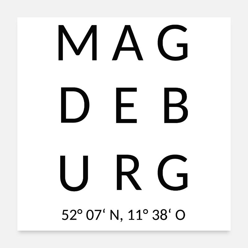 Magdeburg Schriftzug - Poster 60x60 cm - Weiß