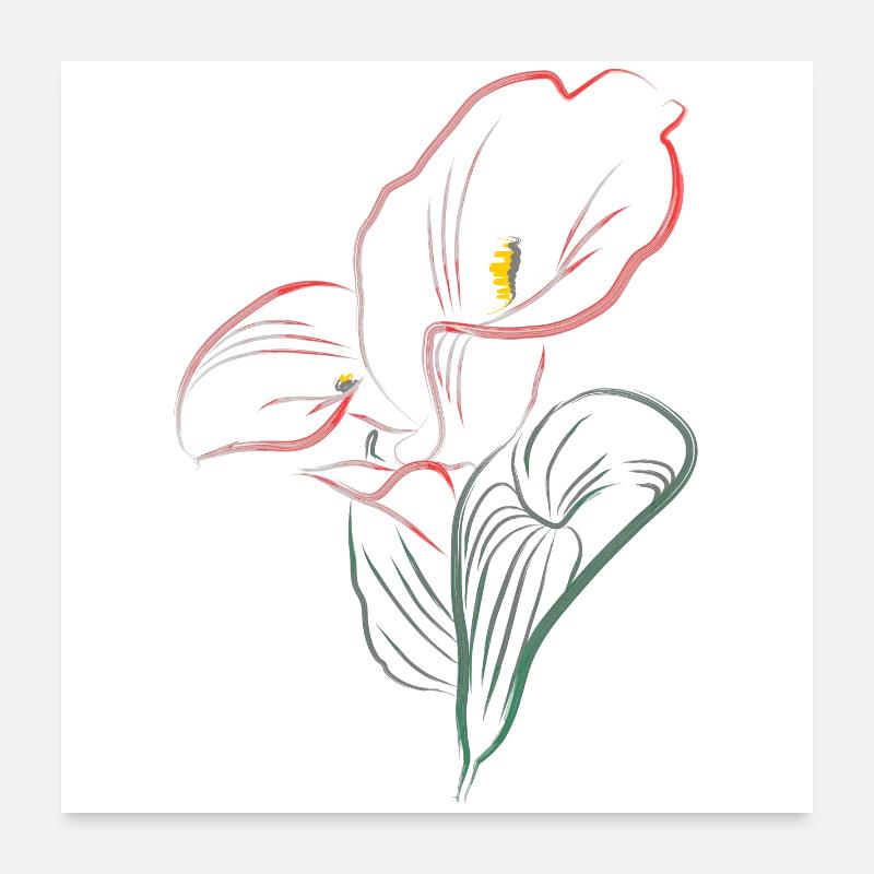 CALLA mix Red-Pink Poster 24" x 24" (60x60 cm)