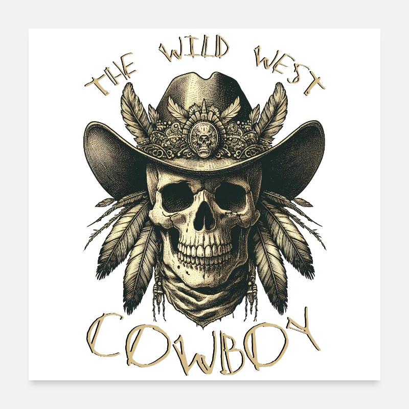 THE WILD WEST COWBOY SKULL Poster 24" x 24" (60x60 cm)