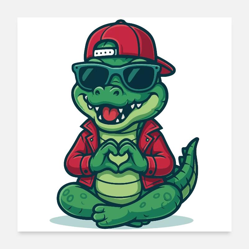 Crocodile Amour Cool Poster 60 x 60 cm
