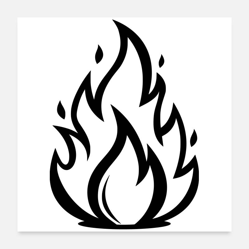 Fire Flame Symbol | Minimal Flames Motif Poster 24" x 24" (60x60 cm)