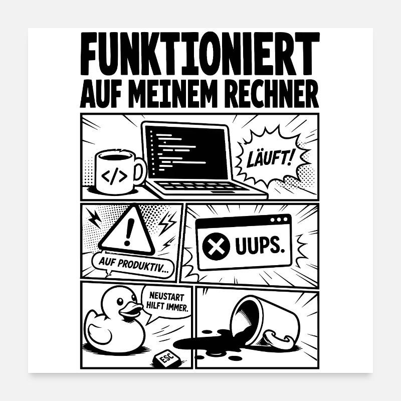 Läuft Coding Comic Design Poster 60x60 cm
