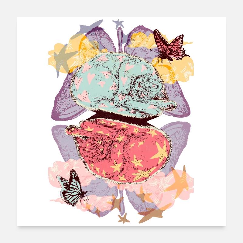 RÊVES DE CHATON Poster 60 x 60 cm