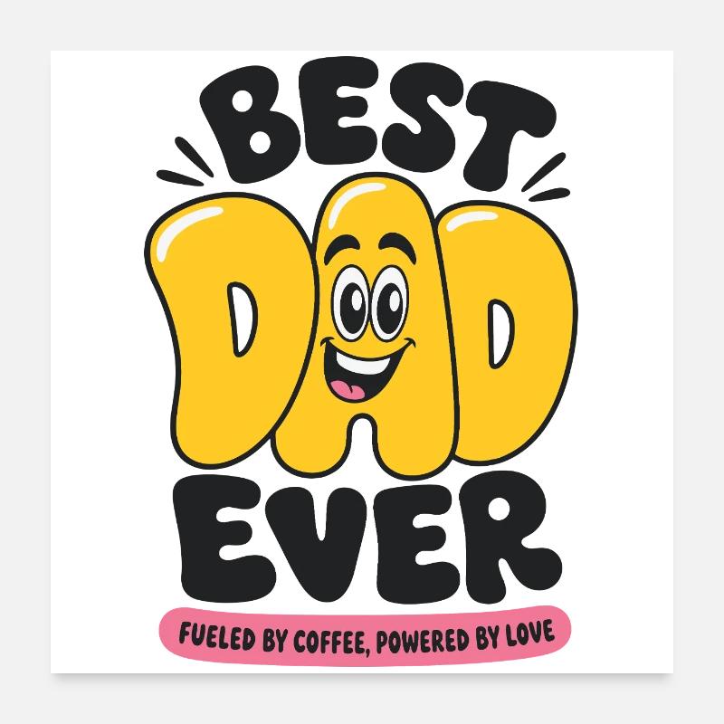 Dessin animé du meilleur papa au café de tous les temps Poster 60 x 60 cm