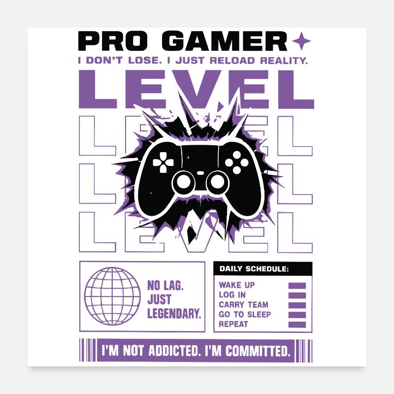 Pro Gamer Level Up Controller Design Poster 60x60 cm