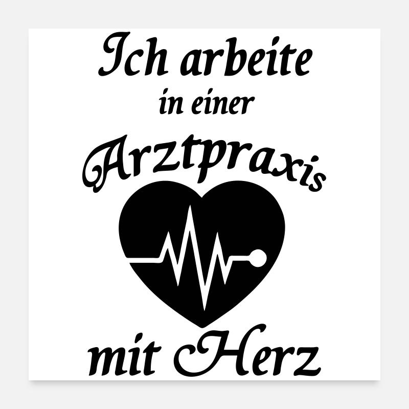 Arztpraxis mit Herz Geschenk Medizin Arzt - Poster 60x60 cm - Weiß