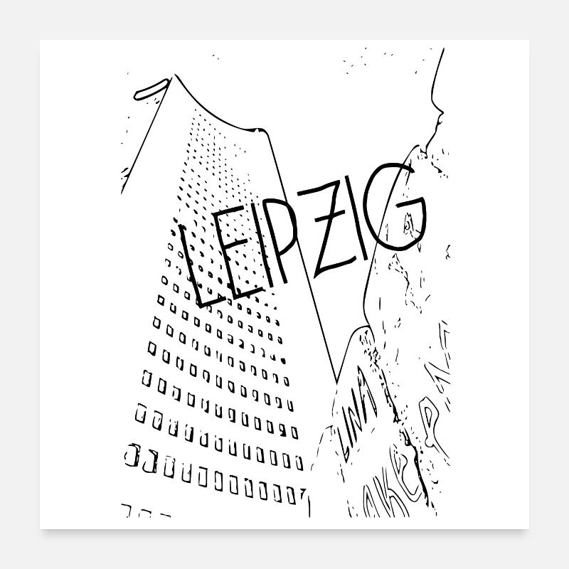 Leipzig Zentrum - Poster 60x60 cm - Weiß