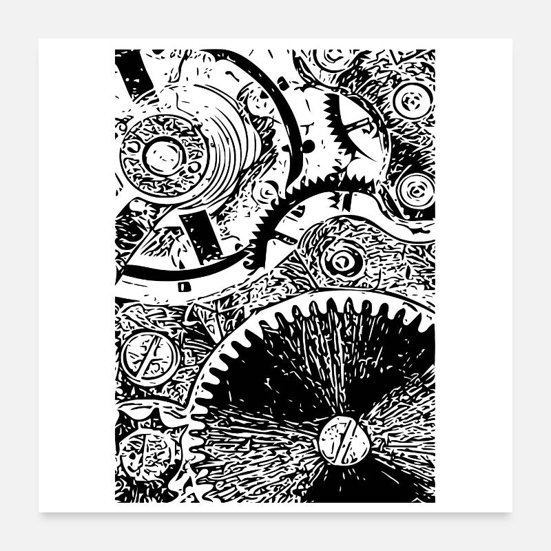 Uhrwerk Poster 60x60 cm