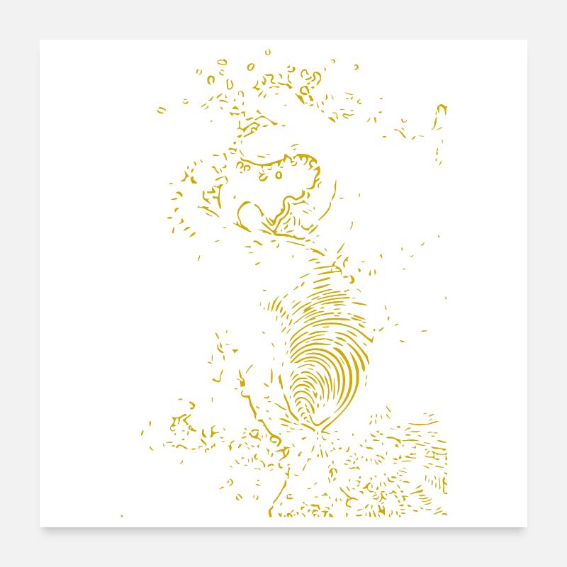 Goldenes Ammoniten-Muster Poster 60x60 cm