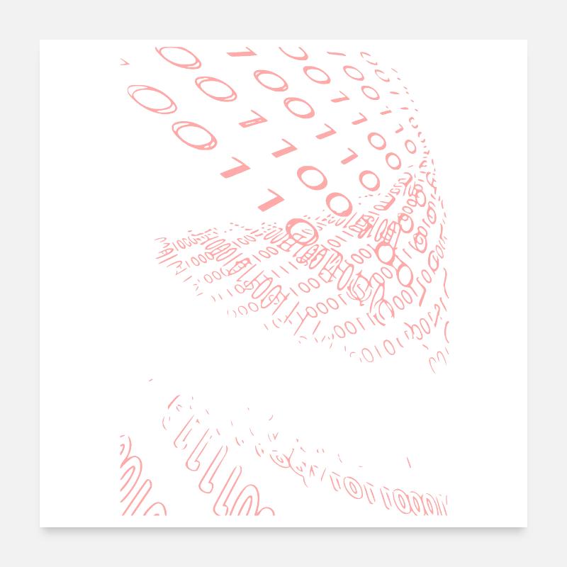 Rosa Binärcode Spirale - Poster 60x60 cm - Weiß