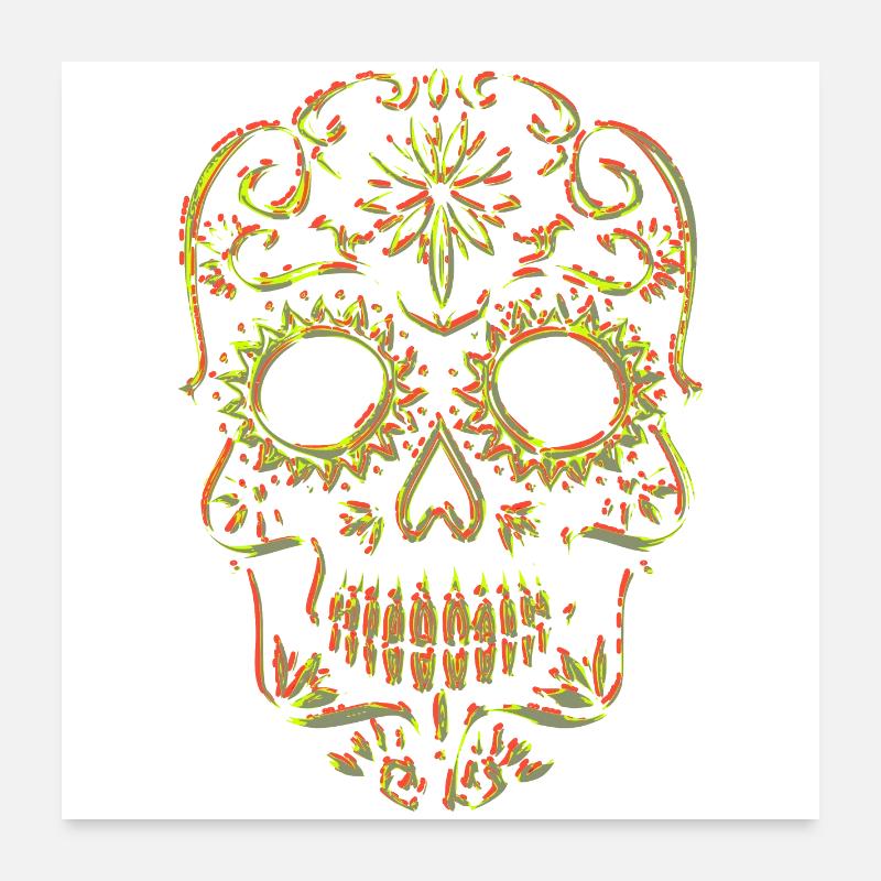Totenkopf Skull Schädel - Poster 60x60 cm - Weiß