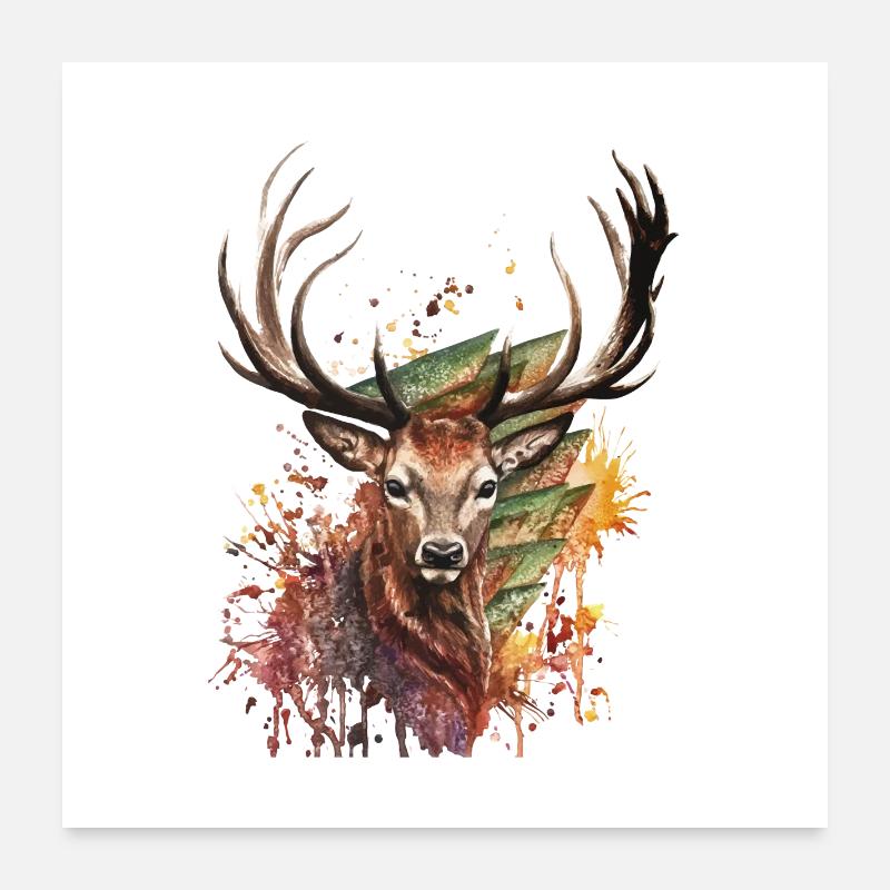 Dessins de cerfs Poster 60 x 60 cm