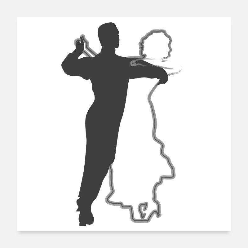 Elegantes Tanzpaar Silhouetten Design Poster 60x60 cm