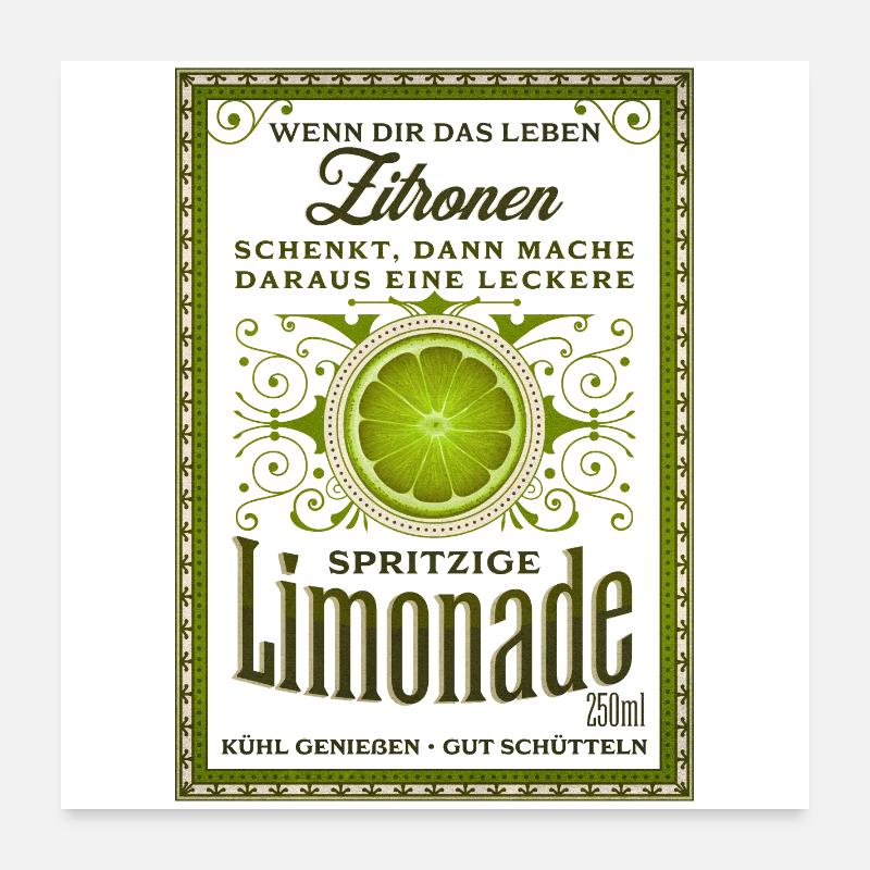 Lustiger Spruch Sommer Wenn dir das Leben Zitronen - Poster 60x60 cm - Weiß