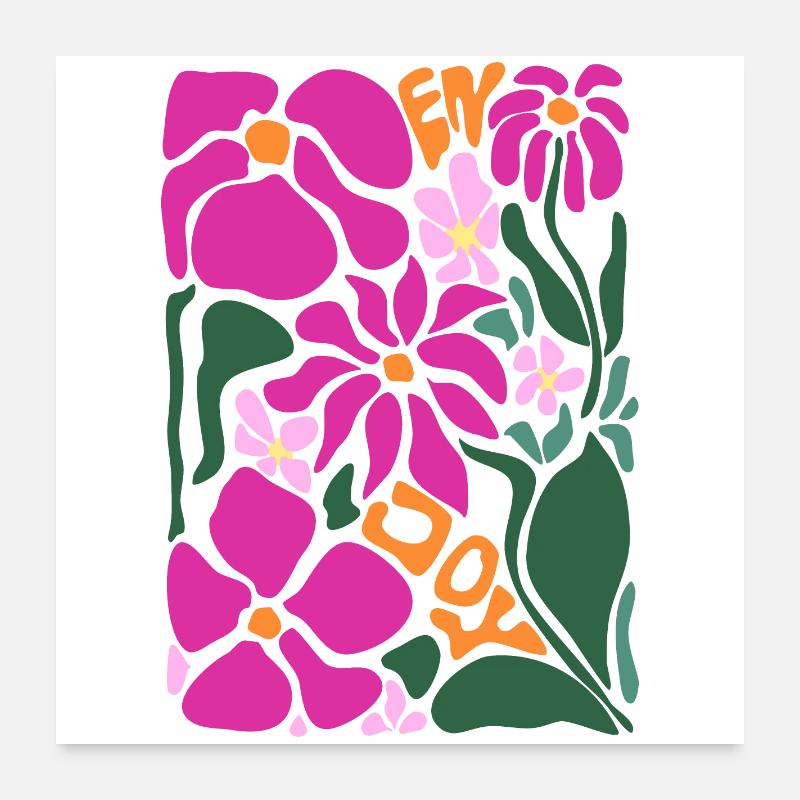 Gute Laune Blumen - enjoy - Poster 60x60 cm - Weiß