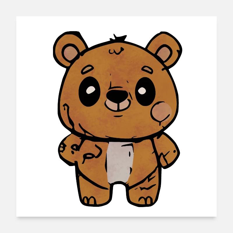 Cartoon Bear With Friendly Expression Poster 24" x 24" (60x60 cm)