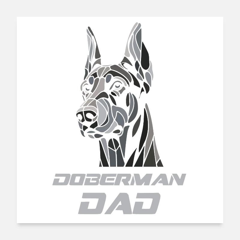 Tête de chien doberman dad Poster 60 x 60 cm