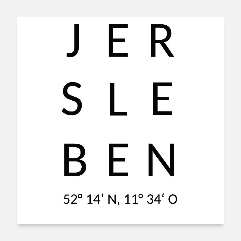 Jersleben with longitude and latitude - Poster 24" x 24" (60x60 cm) - white