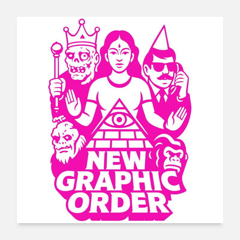 Nouvelle commande graphique Pulp Art rose - Poster 60 x 60 cm - blanc