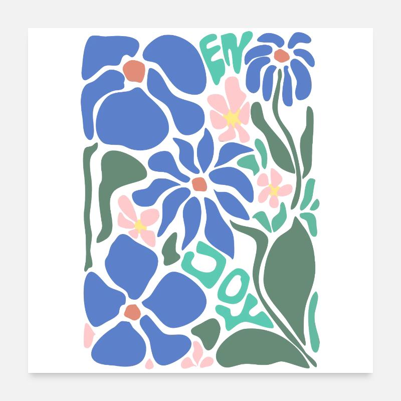 Gute Laune Blumen - blau Poster 60x60 cm