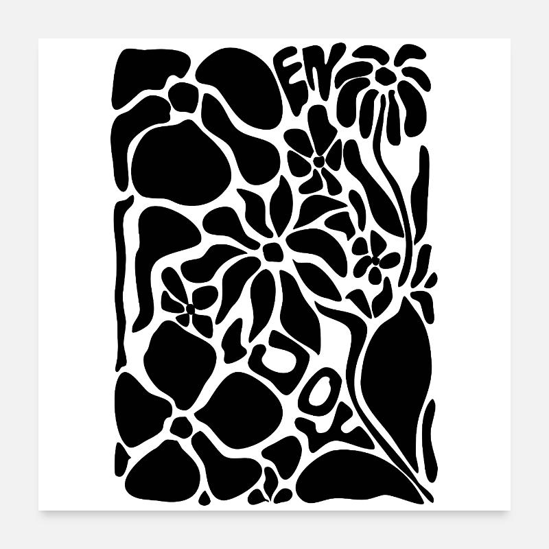 Abstrakte Blumen - Enjoy - Poster 60x60 cm - Weiß