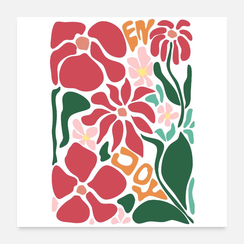 Fleurs de Bonne Humeur - Rouge Poster 60 x 60 cm