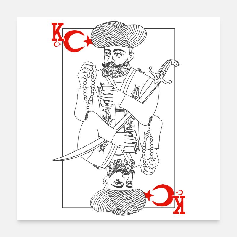 Tarot Roi d’Épée Turkiye Minmaliste Poster 60 x 60 cm