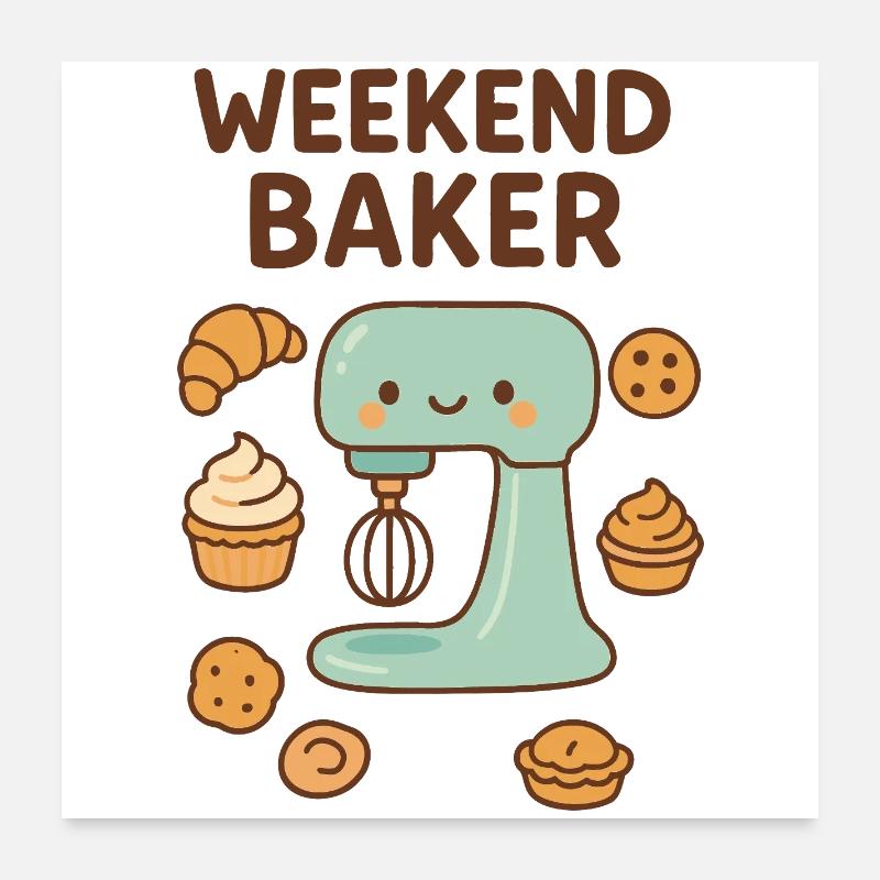Weekend Baker Blender Kawaii Pastry Poster 24" x 24" (60x60 cm)
