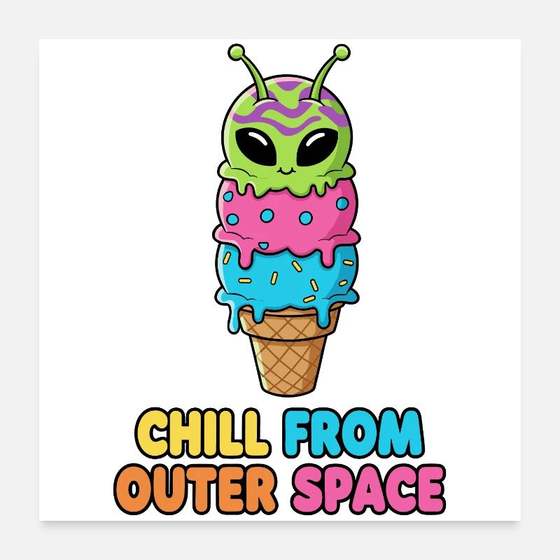 Cornet de crème glacée extraterrestre Poster 60 x 60 cm