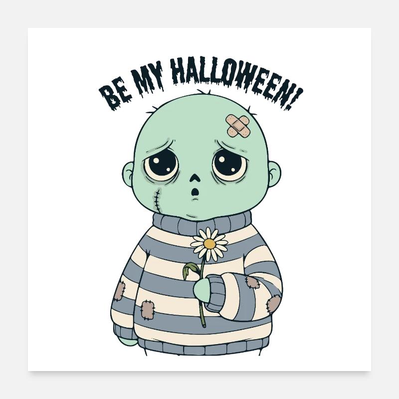Adorable tête de mort en pull rayé Poster 60 x 60 cm