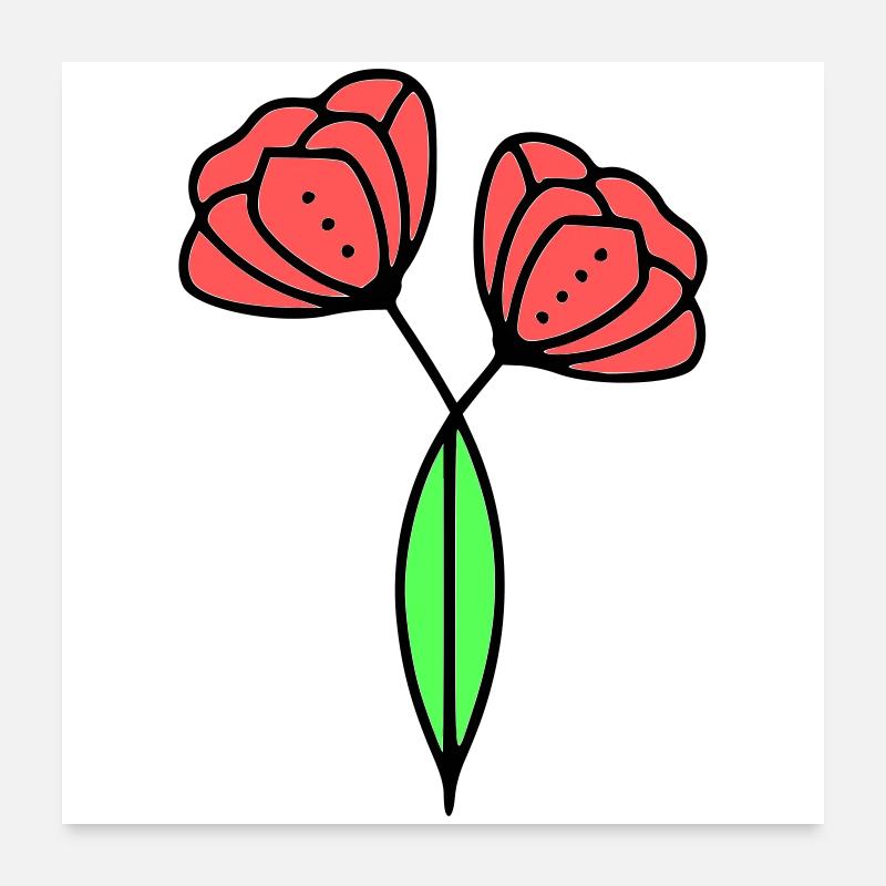 mohnblume-mohnblumen-minimalistisch-line-art-6 Poster 60x60 cm