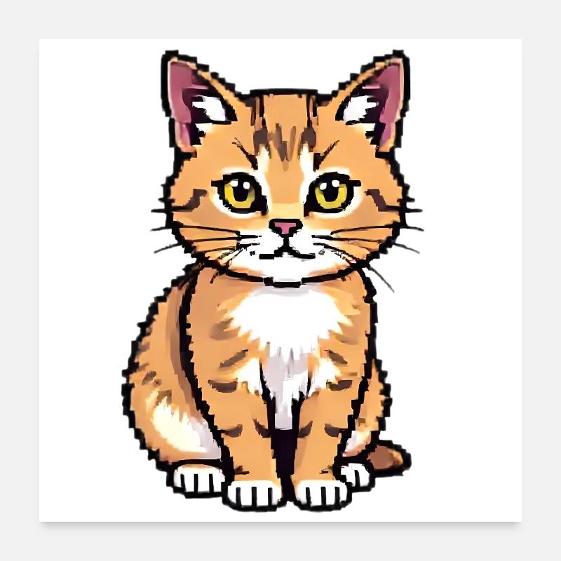 Cat Pixel Art Poster 24" x 24" (60x60 cm)