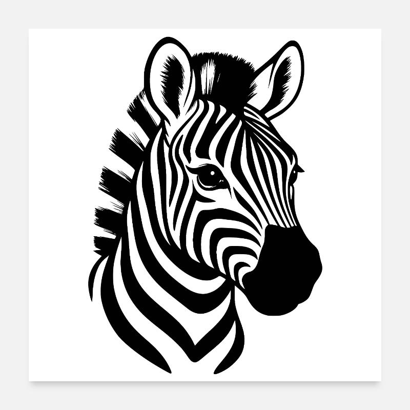 Zebra Head - Zebra Poster 24" x 24" (60x60 cm)