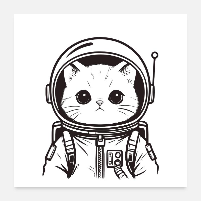 Chat mignon - Astronaute chat en combinaison spatiale Poster 60 x 60 cm