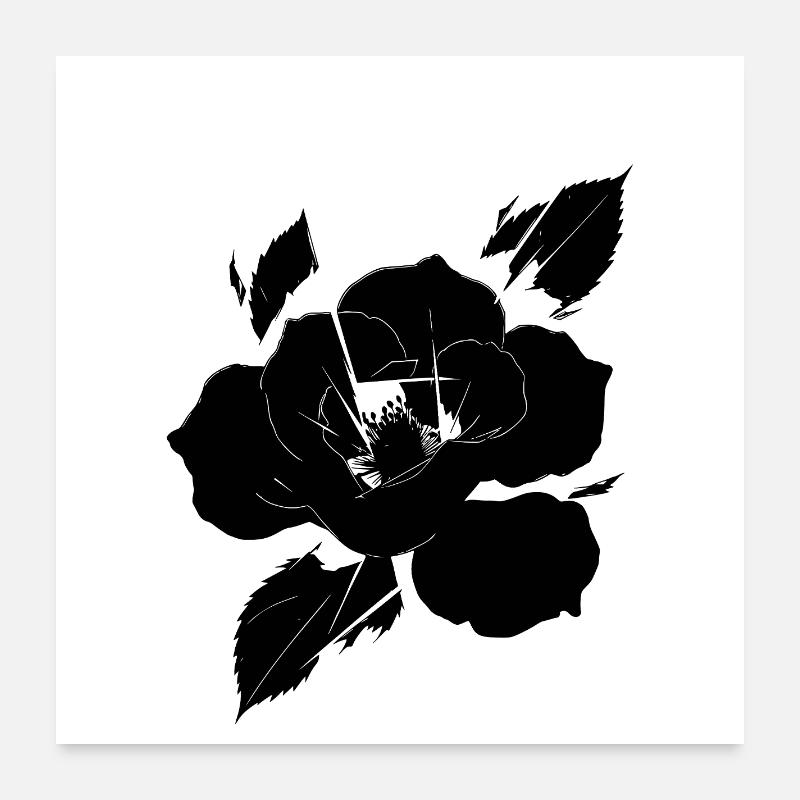 Fragmentierte schwarze Rose Poster 60x60 cm