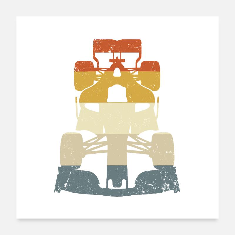 Sport automobile rétro vintage de course à monoplaces Poster 60 x 60 cm