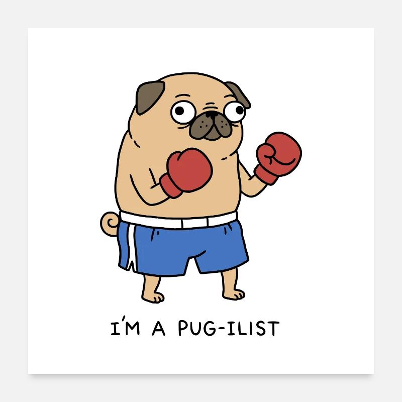 Ich bin ein Boxer, lustiger Boxer, Mopshund, Wortspiel Poster 60x60 cm