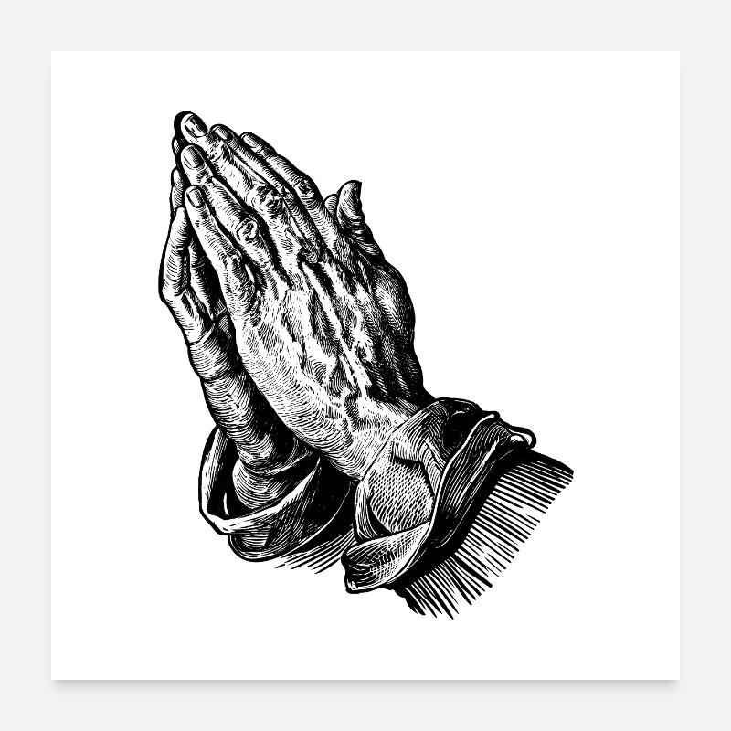 "Praying Hands" mit 6 Fingern AI-Slop Poster 60x60 cm