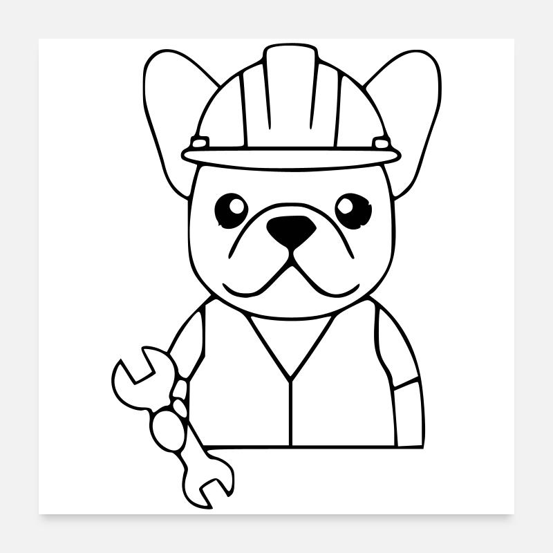 Frenchie Mechaniker Werkzeug Poster 60x60 cm