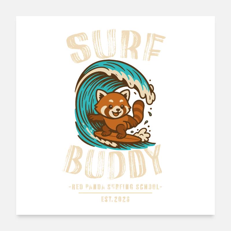 Compagnon de surf, ami sur la planche de surf Poster 60 x 60 cm