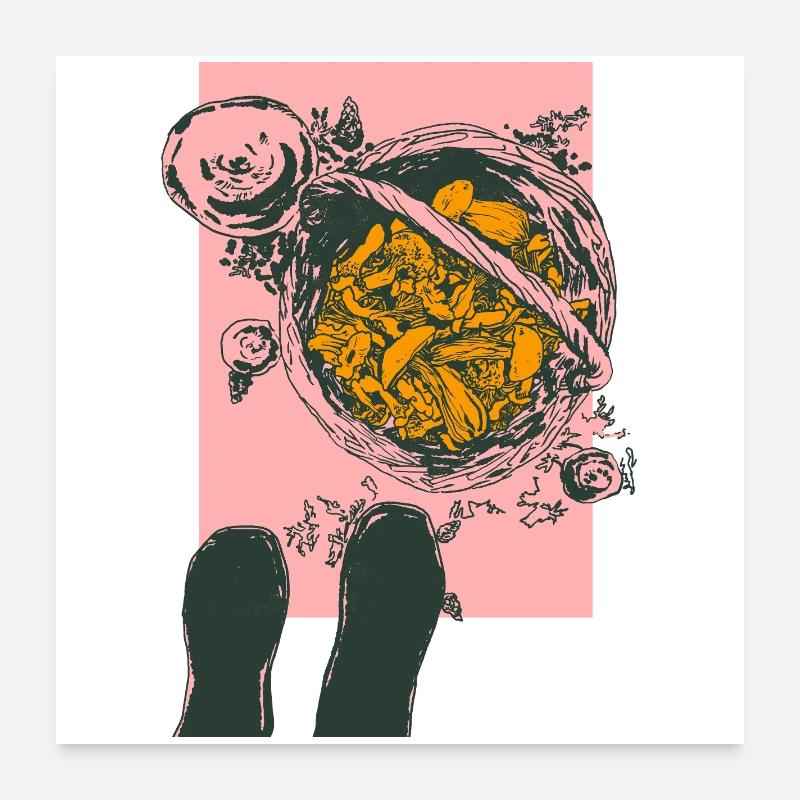SUR LA FORÊT DE CHAMPIGNONS Poster 60 x 60 cm