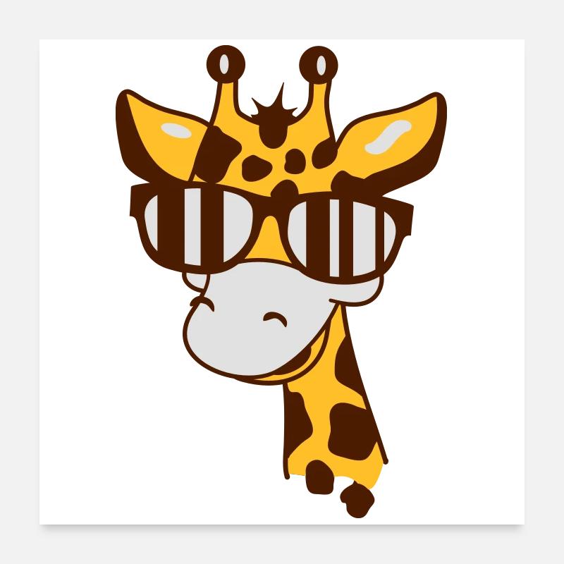 Giraffe mit einer coolen Sonnenbrille Poster 60x60 cm
