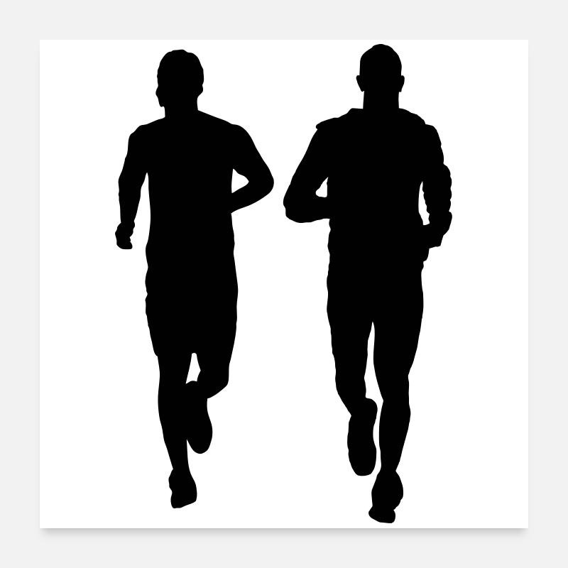 laufendes Paar zwei Männer Poster 60x60 cm