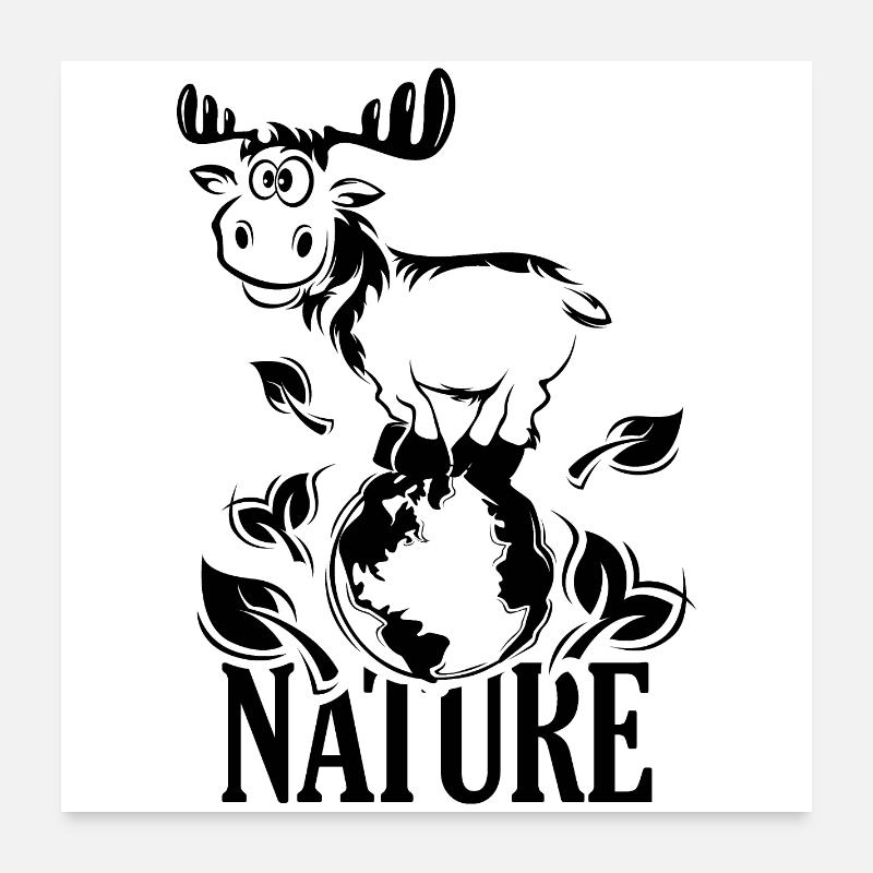 Elk Animals Deer Illustration Symbol Logo icon Poster 24" x 24" (60x60 cm)