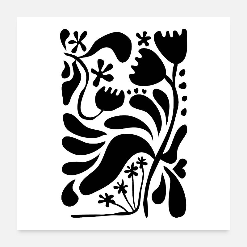 Abstrakte Blumen Matisse Stil Poster 60x60 cm