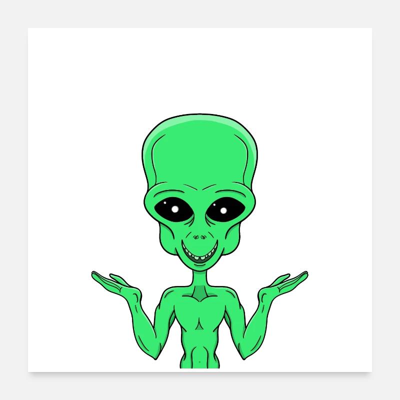 Un extraterrestre vert dans le doute Poster 60 x 60 cm