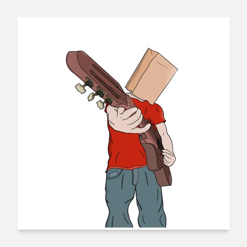 Guitariste timide Poster 60 x 60 cm
